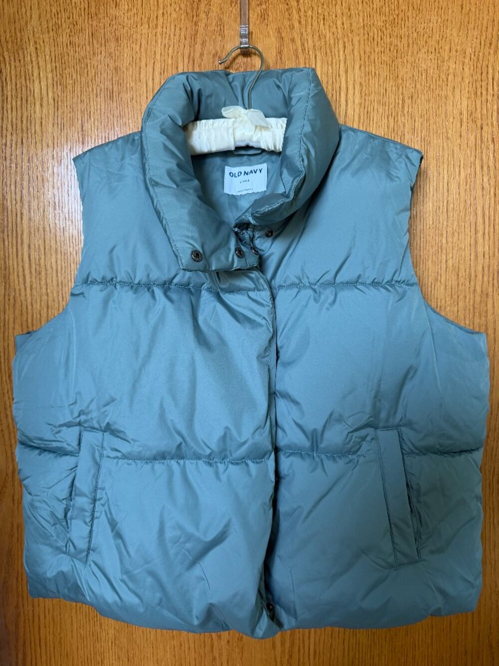 Old Navy Blue Green Quilted Puffer Vest L Tall Lightweight Winter Layer